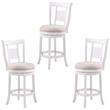 Home Square 3 Piece Upholstered Solid Wood Swivel Counter Stool Set in White