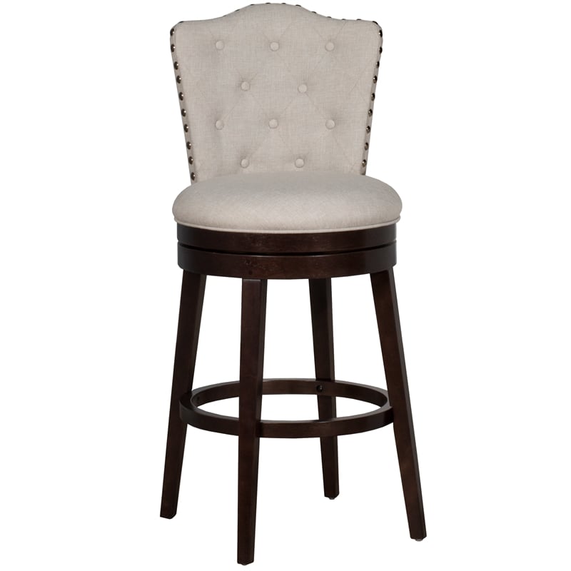 Home Square 2 Piece Fabric Swivel Counter Stool Set in Chocolate/Cream
