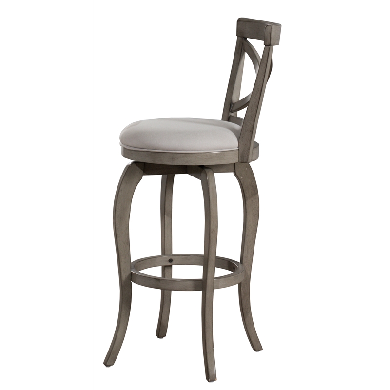 Home Square 3 Piece Fabric Upholstered X-Back Swivel Counter Stool Set in Gray