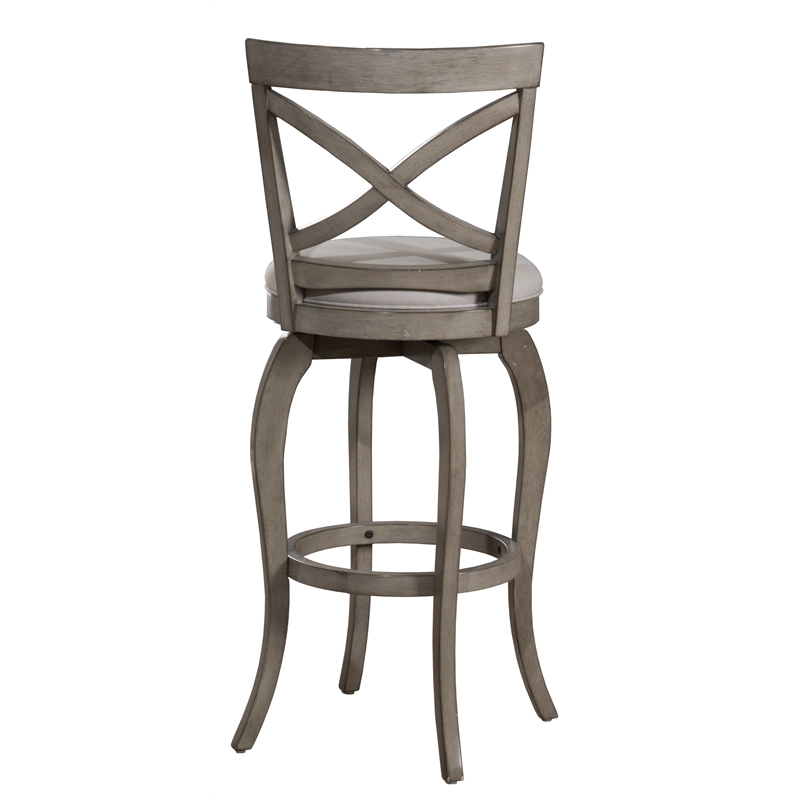 Home Square 3 Piece Fabric Upholstered X-Back Swivel Counter Stool Set in Gray