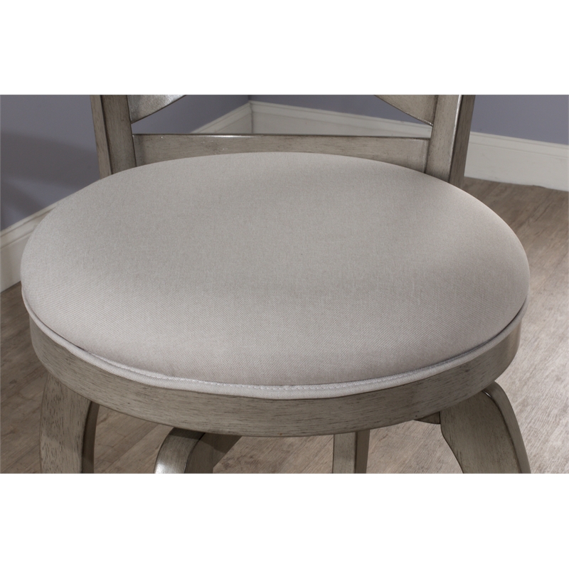 Home Square 3 Piece Fabric Upholstered X-Back Swivel Counter Stool Set in Gray