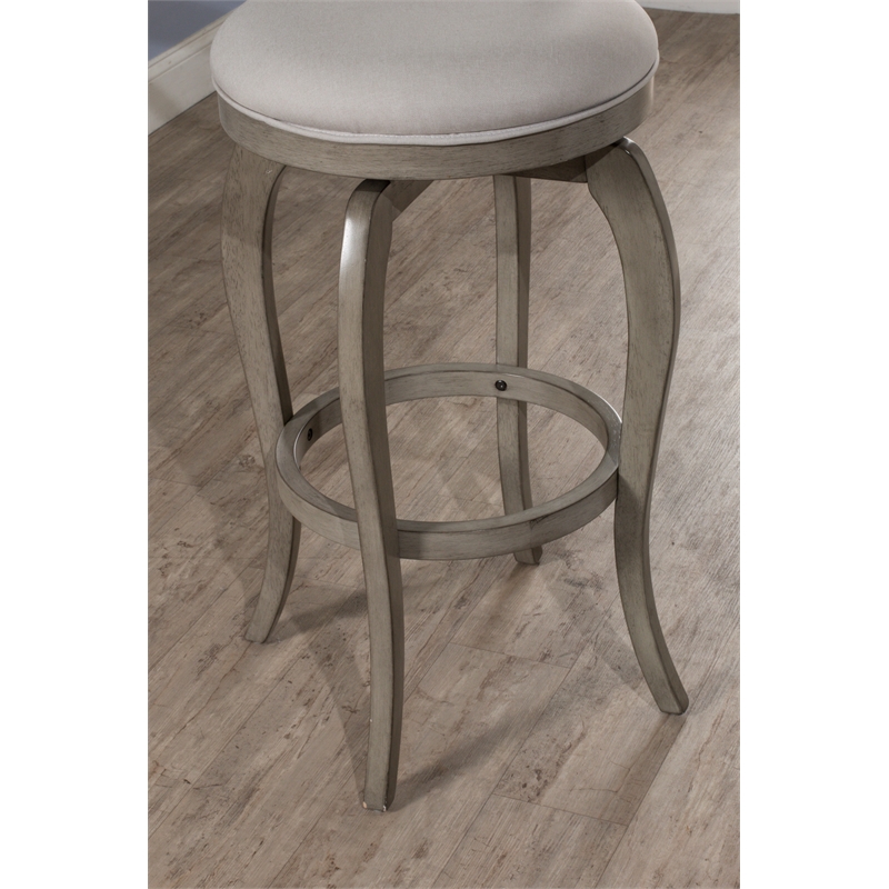 Home Square 3 Piece Fabric Upholstered X-Back Swivel Counter Stool Set in Gray