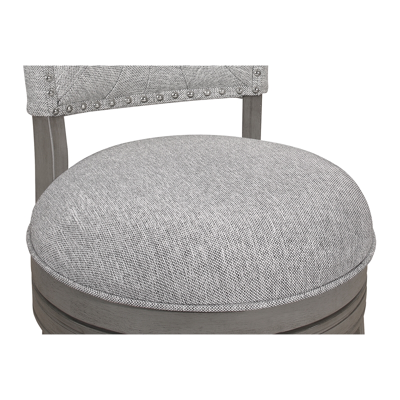 Home Square 2 Piece Upholstered Swivel Wood Bar Stool Set in Antique Gray