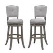 Home Square 2 Piece Upholstered Swivel Wood Bar Stool Set in Antique Gray