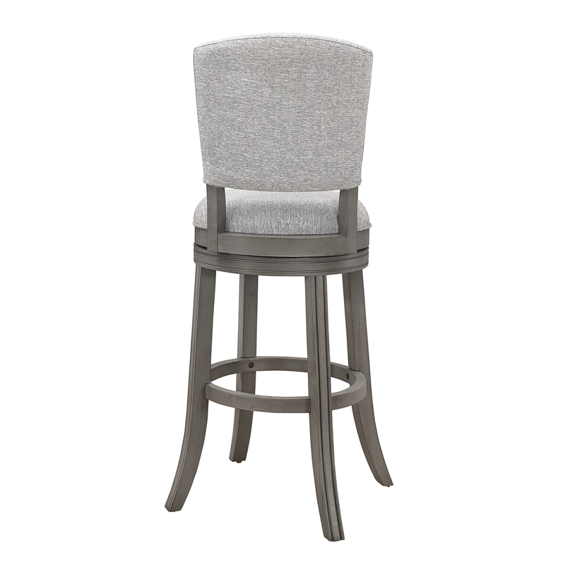 Home Square 3 Piece Upholstered Swivel Wood Bar Stool Set in Antique Gray