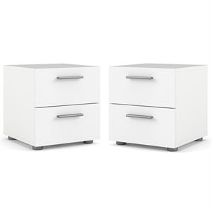 home square 2 piece bedroom set with 2 two drawer nightstands in white
