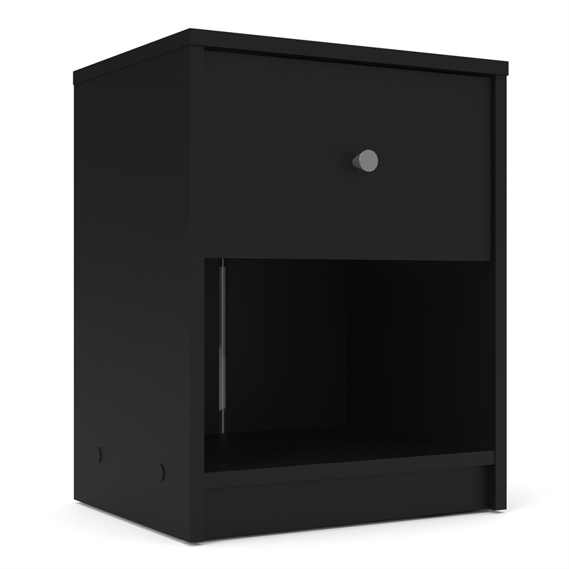 Home Square 2 Piece Bedroom Set with 2 One Drawer Nightstands in Black