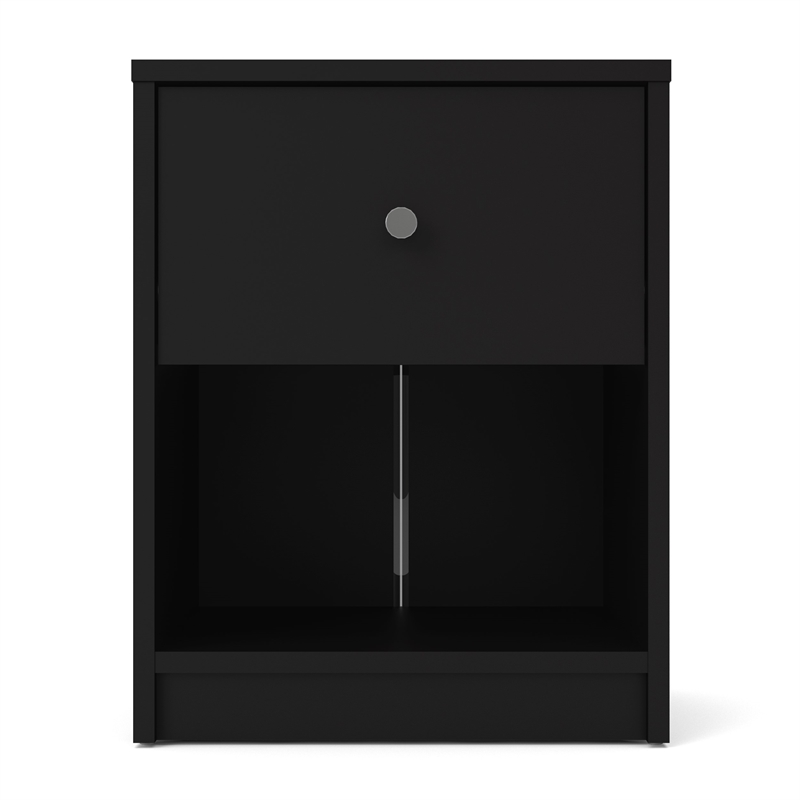 Home Square 2 Piece Bedroom Set with 2 One Drawer Nightstands in Black