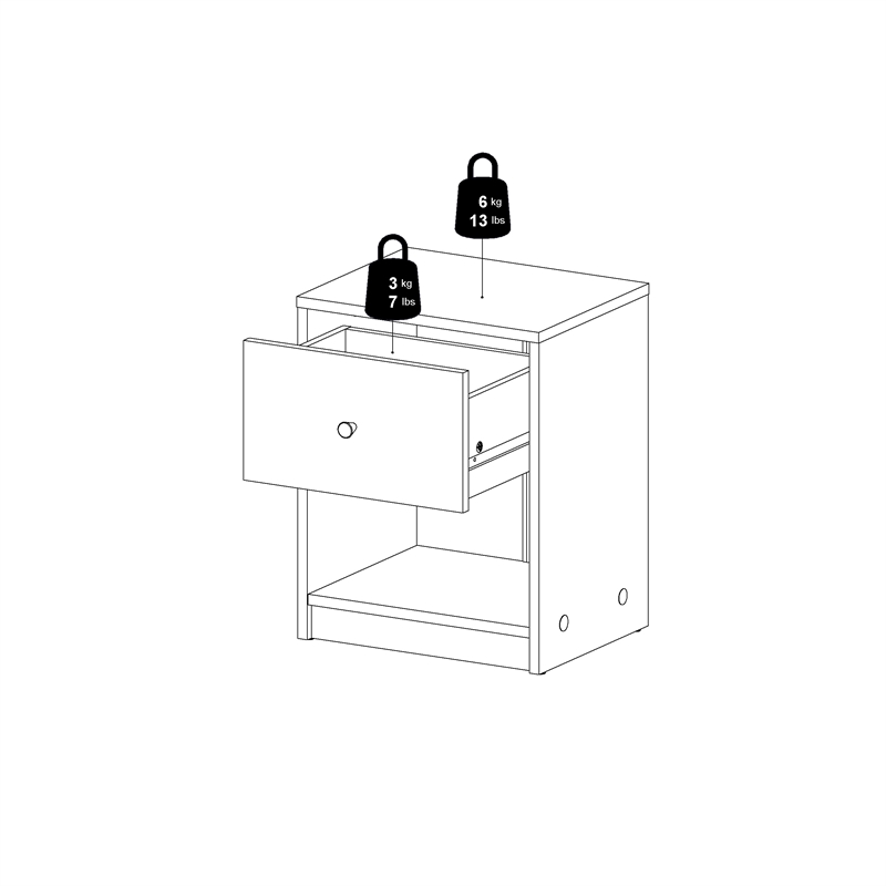 Home Square 2 Piece Bedroom Set with 2 One Drawer Nightstands in Black