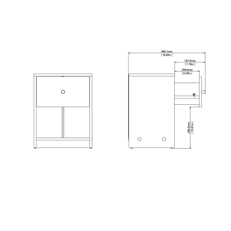Home Square 2 Piece Bedroom Set with 2 One Drawer Nightstands in Black