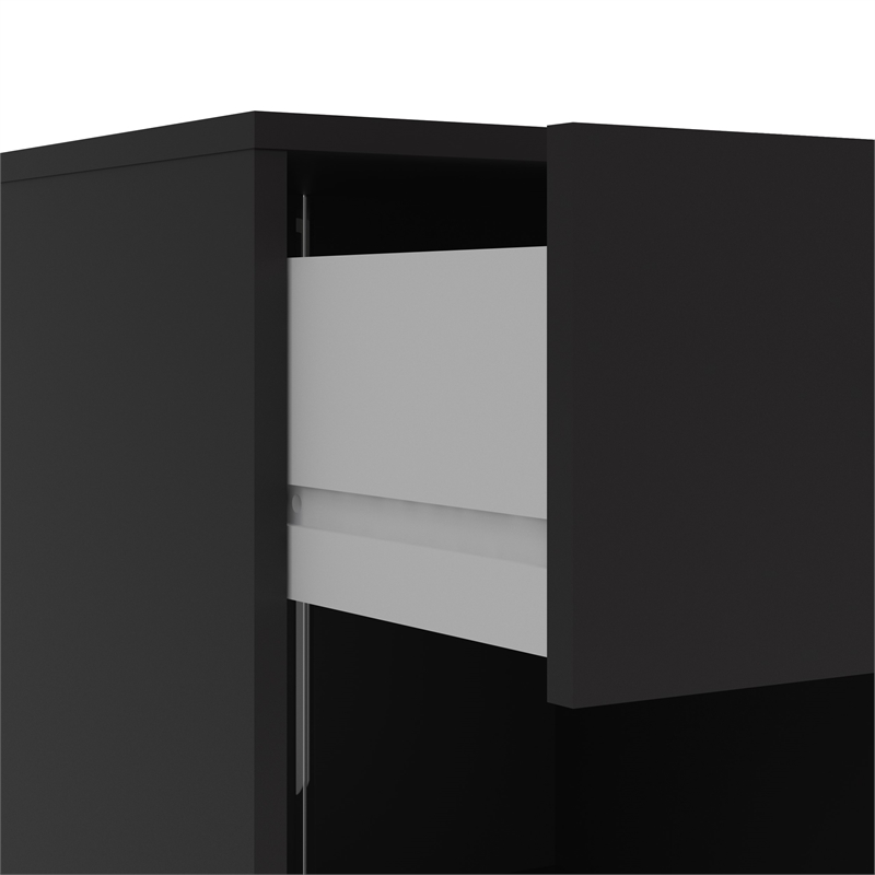 Home Square 2 Piece Bedroom Set with 2 One Drawer Nightstands in Black