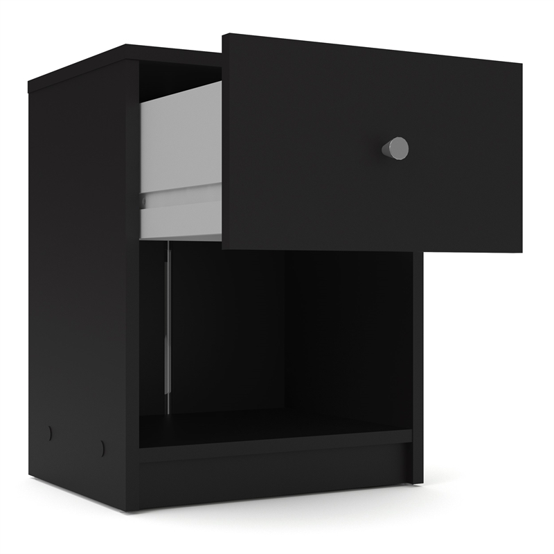 Home Square 2 Piece Bedroom Set with 2 One Drawer Nightstands in Black