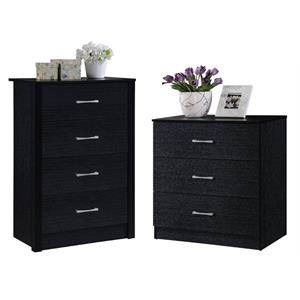 home square 2 piece bedroom set with two chests in black wood finish