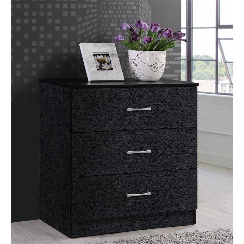 Home Square 2 pc Bedroom Set with Two Chests in Black Wood Finish