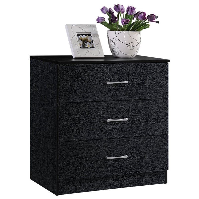 Home Square 2 pc Bedroom Set with Two Chests in Black Wood Finish