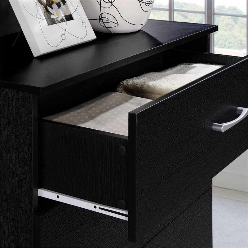 Home Square 2 pc Bedroom Set with Two Chests in Black Wood Finish