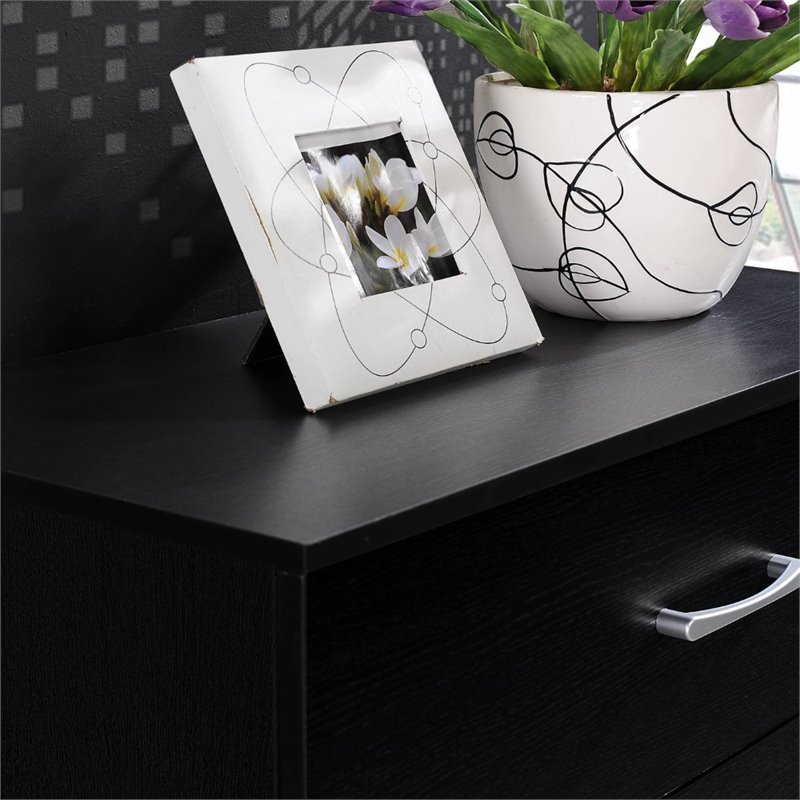 Home Square 2 pc Bedroom Set with Two Chests in Black Wood Finish