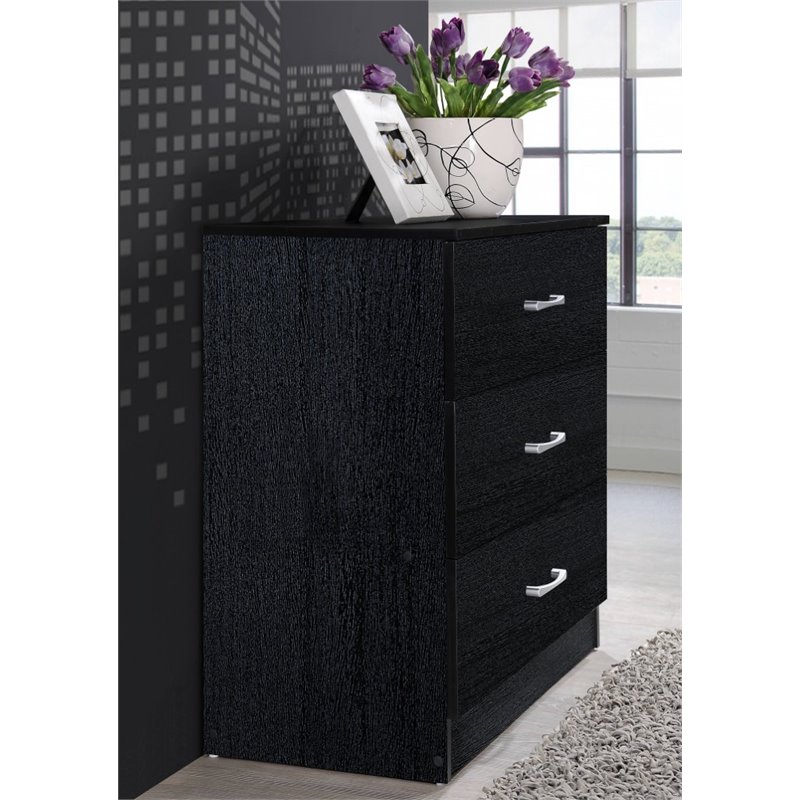 Home Square 2 pc Bedroom Set with Two Chests in Black Wood Finish