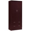 Home Square 3 Piece Set with Captain Bed Armoire and 7 Drawer Chest in Mahogany