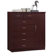 Home Square 3 Piece Set with Captain Bed Armoire and 7 Drawer Chest in Mahogany