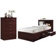 Home Square 2 Piece Set with Captain Bed and 7 Drawer Chest in Mahogany Wood