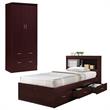 Home Square 2 Piece Bedroom Set with Captain Bed ad 2 Door Armoire in Mahogany