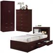 Home Square 3 Piece Bedroom Set with Captain Bed Armoire and 7 Drawer Chest