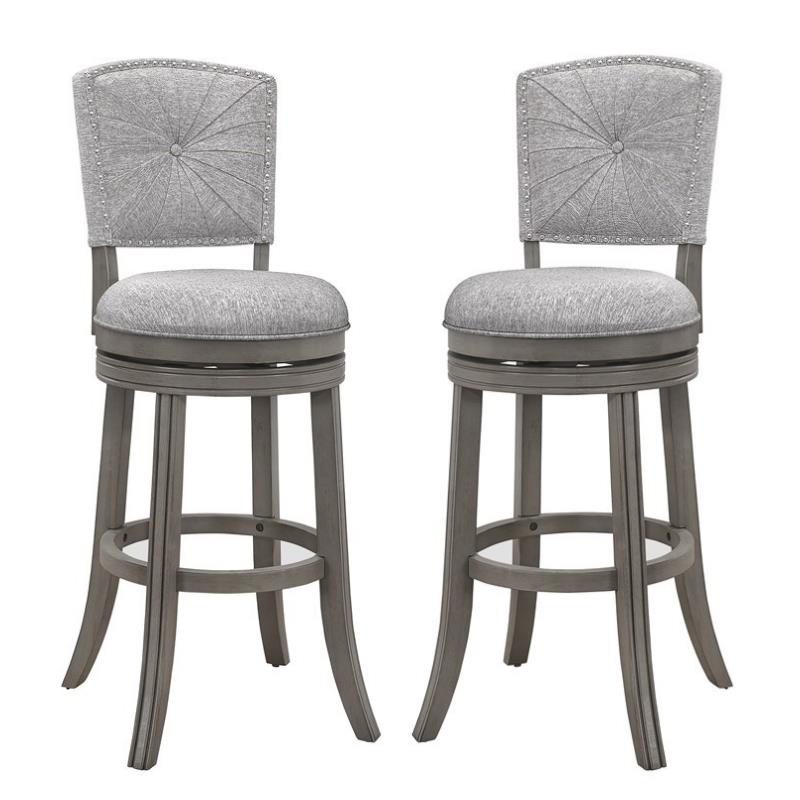 Home Square 2 Piece Swivel Wood Counter Stool Set in Antique Gray