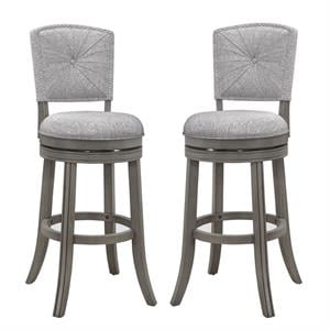 Home Square 2 Piece Swivel Wood Counter Stool Set in Antique Gray