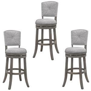 Home Square 3 Piece Swivel Wood Counter Stool Set in Antique Gray