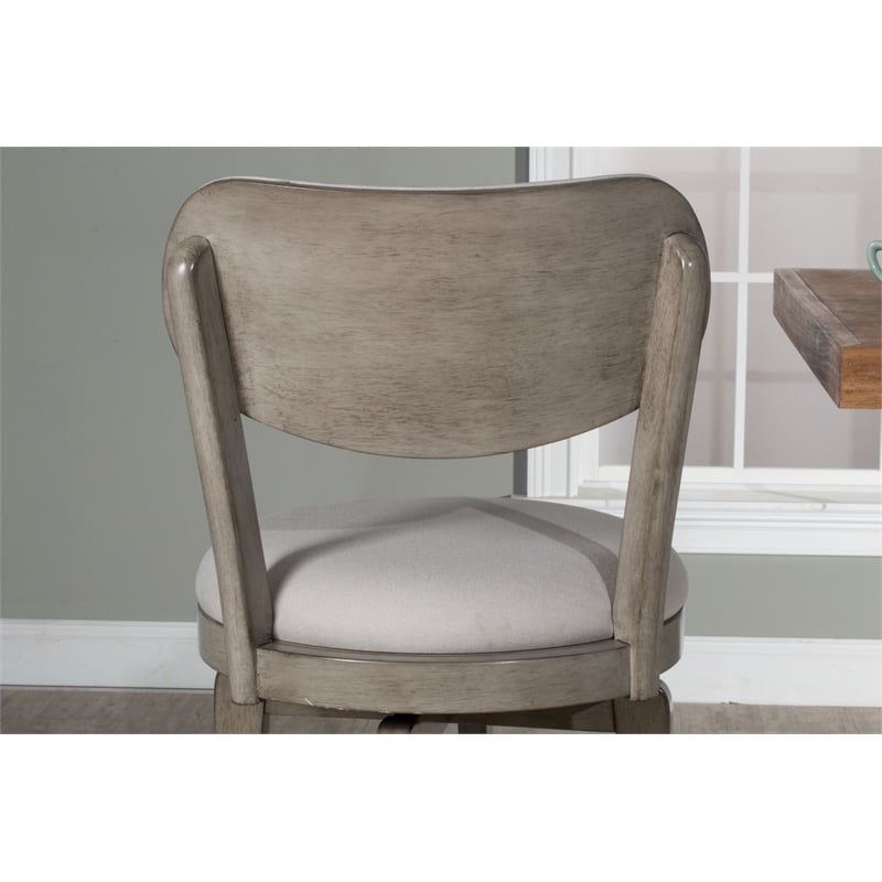 Home Square 3 Piece Fabric Upholstered Swivel Bar Stool Set in Aged Gray