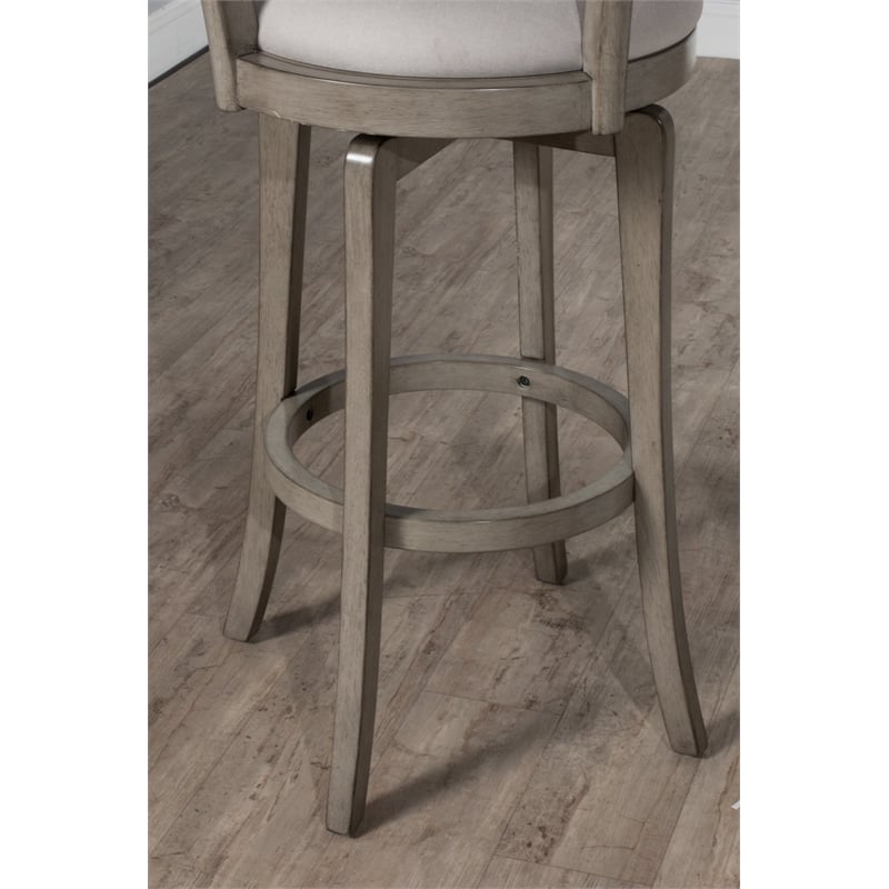 Home Square 3 Piece Fabric Upholstered Swivel Bar Stool Set in Aged Gray
