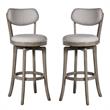 Home Square 2 Piece Fabric Upholstered Swivel Bar Stool Set in Aged Gray