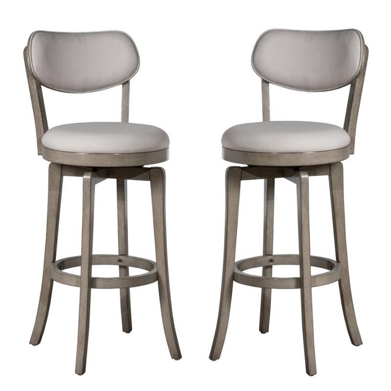 Home Square 2 Piece Fabric Upholstered Swivel Counter Stool Set in Aged Gray