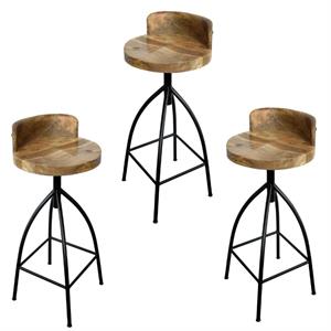 home square adjustable swivel bar stool set with backrest in brown/black