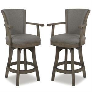 Home Square 2 Piece 27&quot Counter Height Bar Stool Set with Wood Frame in Grey