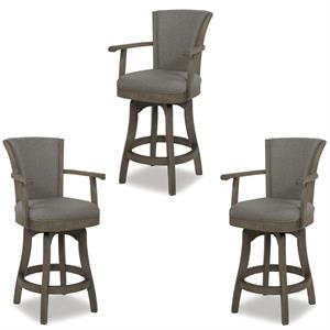 Home Square 3 Piece 27&quot Counter Height Bar Stool Set with Wood Frame in Grey