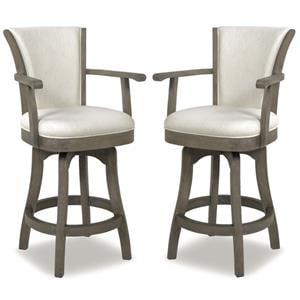 Home Square 2 Piece 27&quot Counter Height Bar Stool Set in Natural White