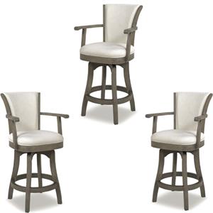 Home Square 3 Piece 27&quot Counter Height Bar Stool Set in Natural White