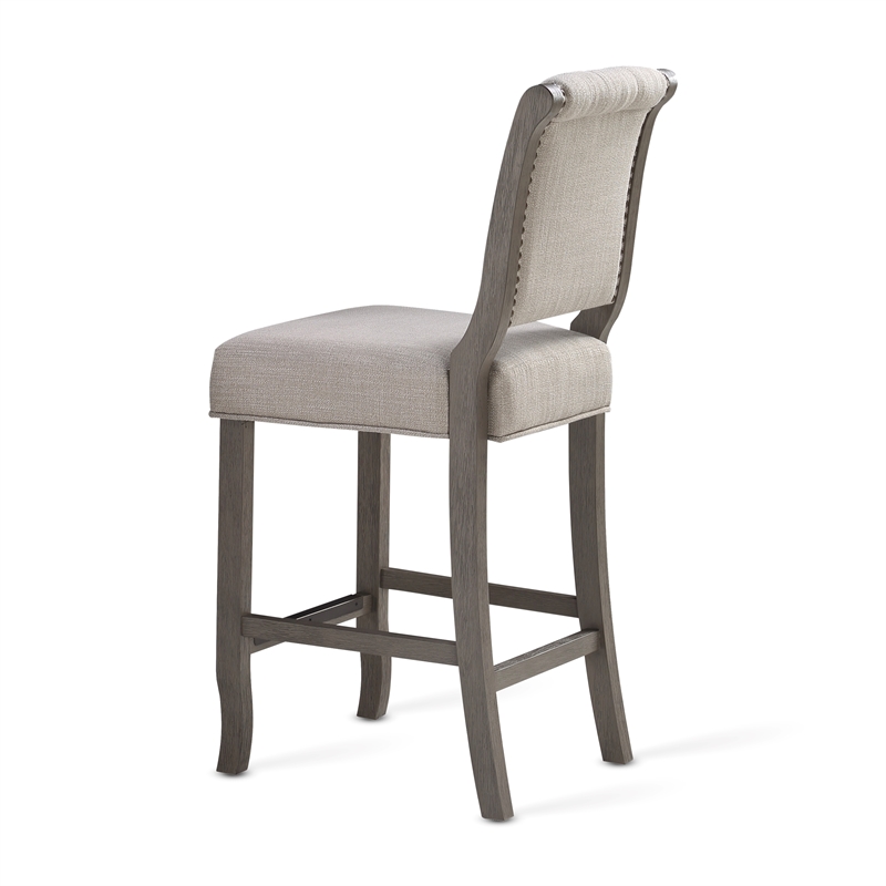 Home Square 2 Piece Upholstered Solid Wood Stationary Counter Stool Set in Gray