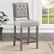 Home Square 2 Piece Upholstered Solid Wood Stationary Counter Stool Set in Gray