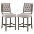 Home Square 2 Piece Upholstered Solid Wood Stationary Counter Stool Set in Gray