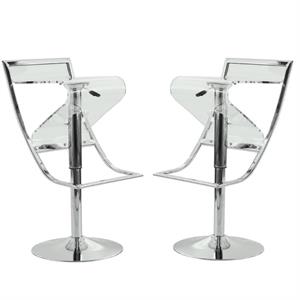 home square transparent acrylic adjustable counter stool set in clear