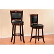 Home Square 3 Piece Faux Leather Bar Stool Set with Wood Base in Dark Cherry