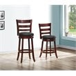 Home Square 2 Piece Ladderback Faux Leather Counter Stool Set in Dark Cherry