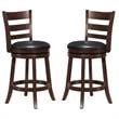 Home Square 2 Piece Ladderback Faux Leather Counter Stool Set in Dark Cherry
