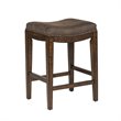 Home Square 2 Piece Upholstered Saddle Wood Barstool Set in Walnut Gray