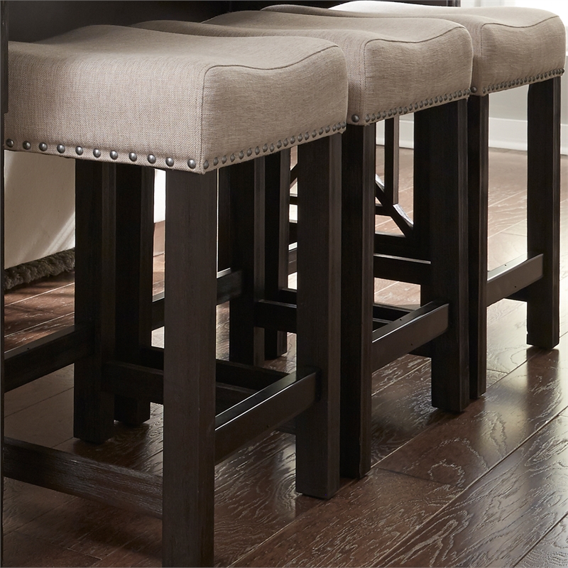 Home Square 2 Piece Upholstered Fabric Wood Frame Barstool Set in Ivory Cream