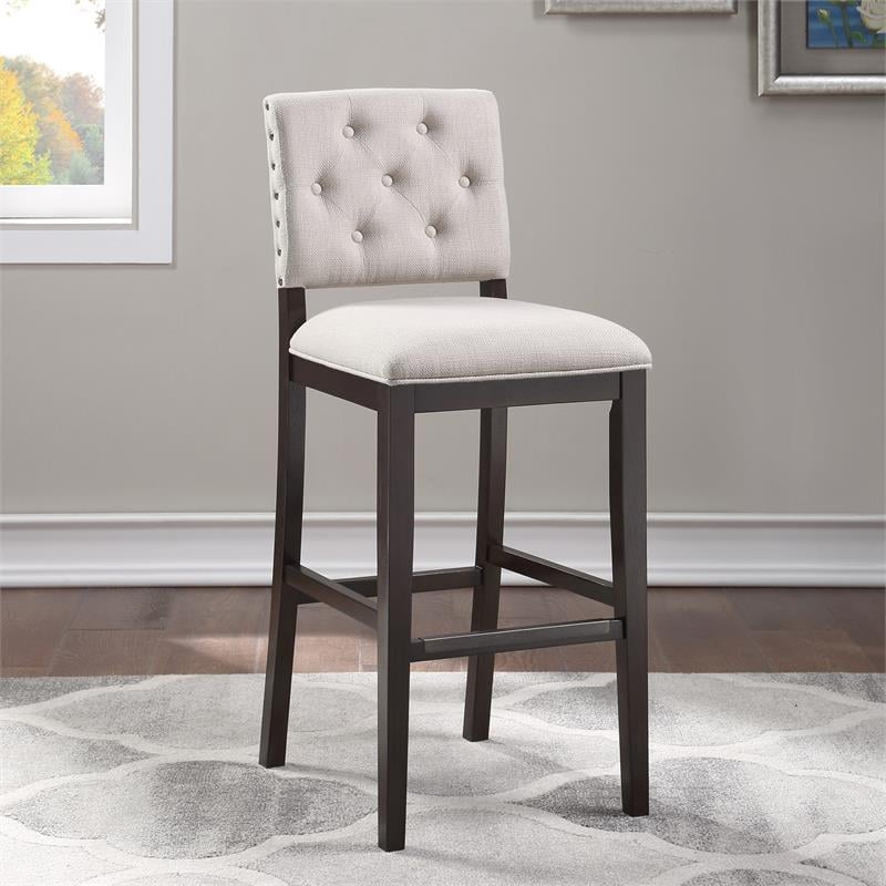 Home Square 2 Piece Solid Wood Stationary Bar Stool Set in Walnut