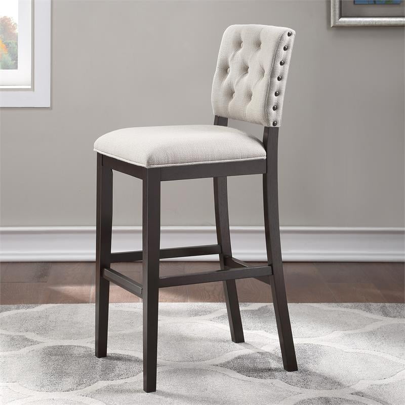 Home Square 2 Piece Solid Wood Stationary Bar Stool Set in Walnut